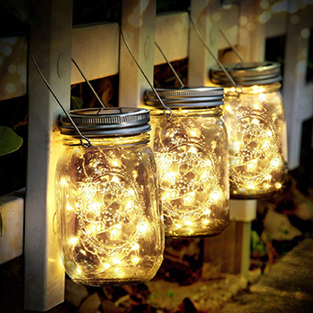 Luz led decorativa imitación luciérnagas en bote de cristal